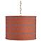 Orange and Taupe 15" Wide Antique Brass Shaded Pendant Light