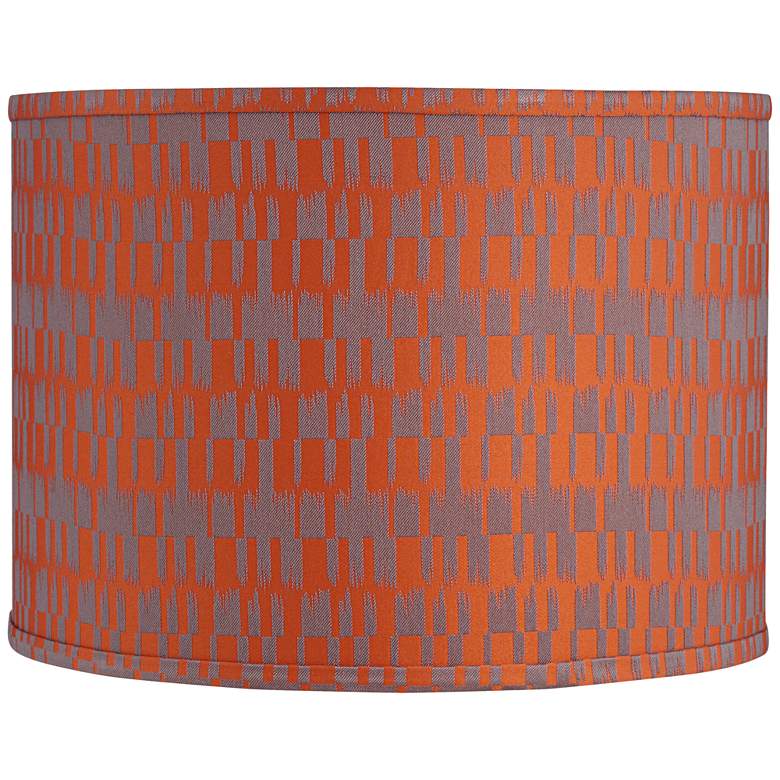 Image 1 Orange and Taupe Drum Lamp Shade 15x15x11 (Spider)