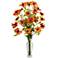 Orange Cosmos 27" High Faux Flowers in Glass Vase
