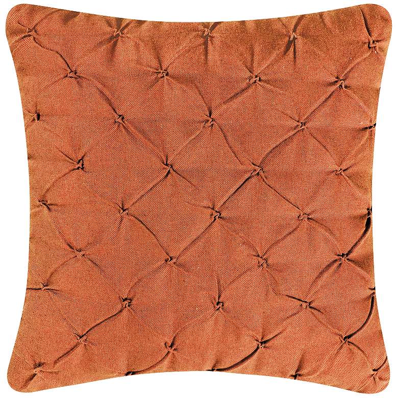 Image 1 Orange Diamond Tuck 18 inch Square Down Throw Pillow