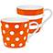Orange Dots and Stripes 2-Piece Porcelain Mug Set