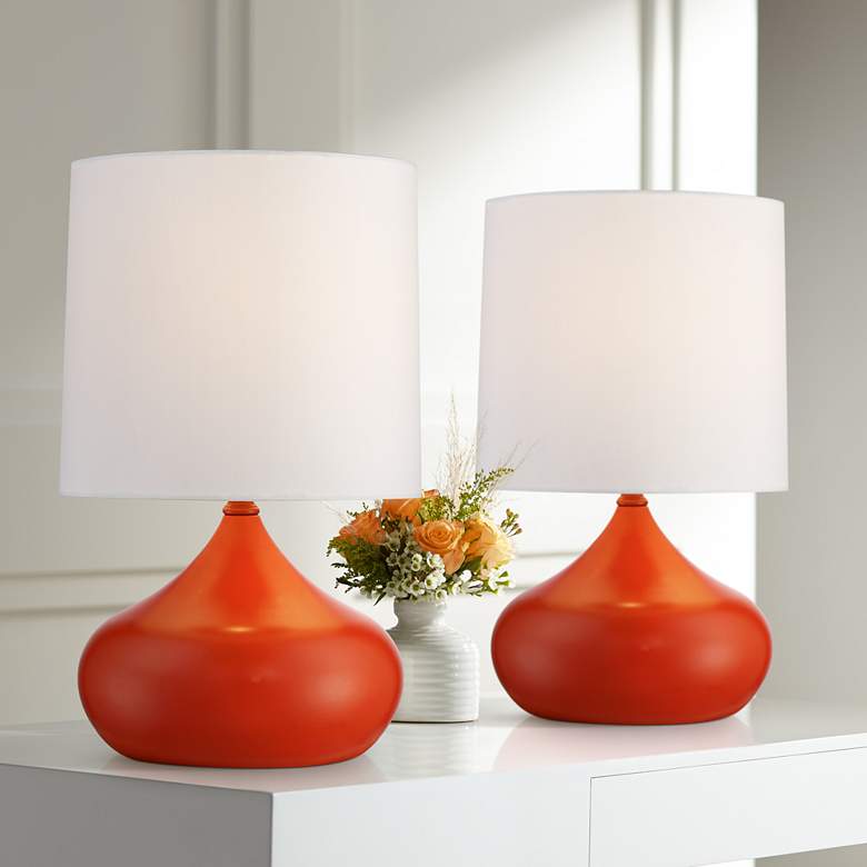 Image 1 Orange Droplet 14 3/4 inch Small Modern Accent Lamps Set of 2