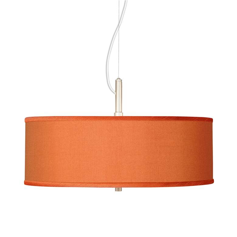 Image 1 Orange Faux Silk 20 inch Wide Pendant Light