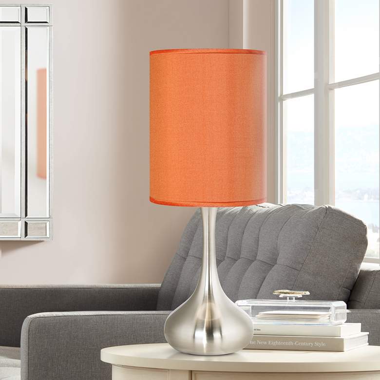 Image 1 Orange Faux Silk 23 1/2 inch High Droplet Table Lamp