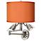 Orange Faux Silk Brushed Steel Plug-In Swing Arm