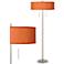 Orange Faux Silk Taft Brushed Nickel Floor Lamp