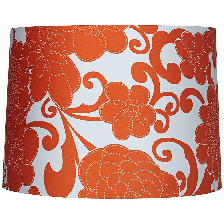Image 1 Orange Floral Drum Lamp Shade 13x14x10 (Spider)