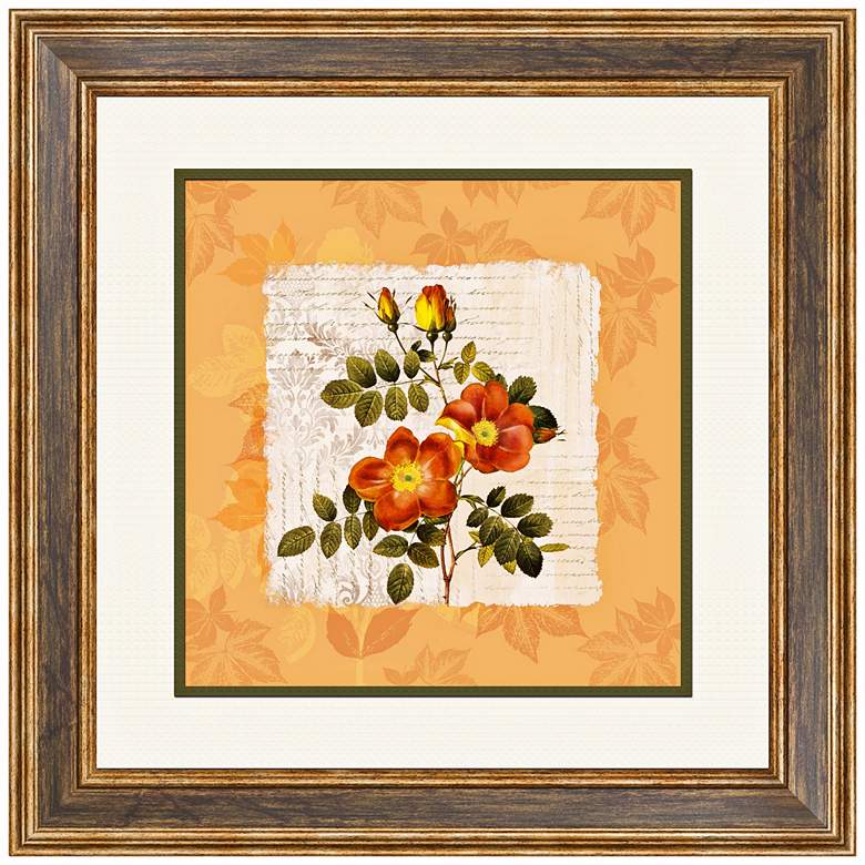 Image 1 Orange Floral II 20 1/2 inch Square Framed Wall Art