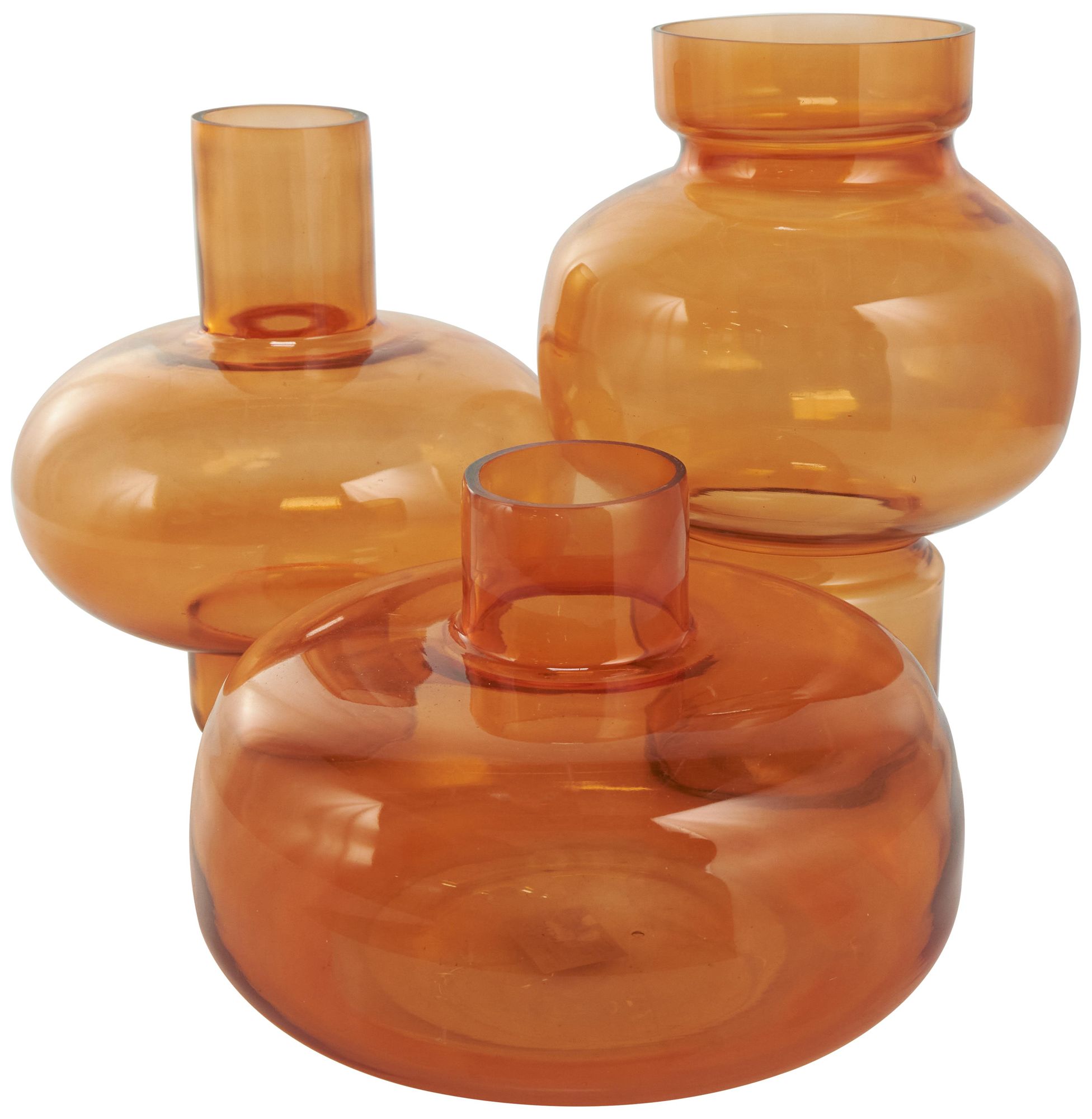 Image 6 Orange Glass Eclectic Vase, S/3 12", 10", 7"H more views