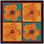 Orange Hibiscus 26" Square Black Giclee Wall Art