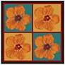 Orange Hibiscus 37" Square Black Giclee Wall Art