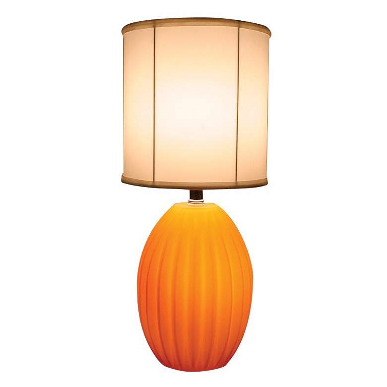 Image 1 Orange Melon Glass Night Light Accent Table Lamp