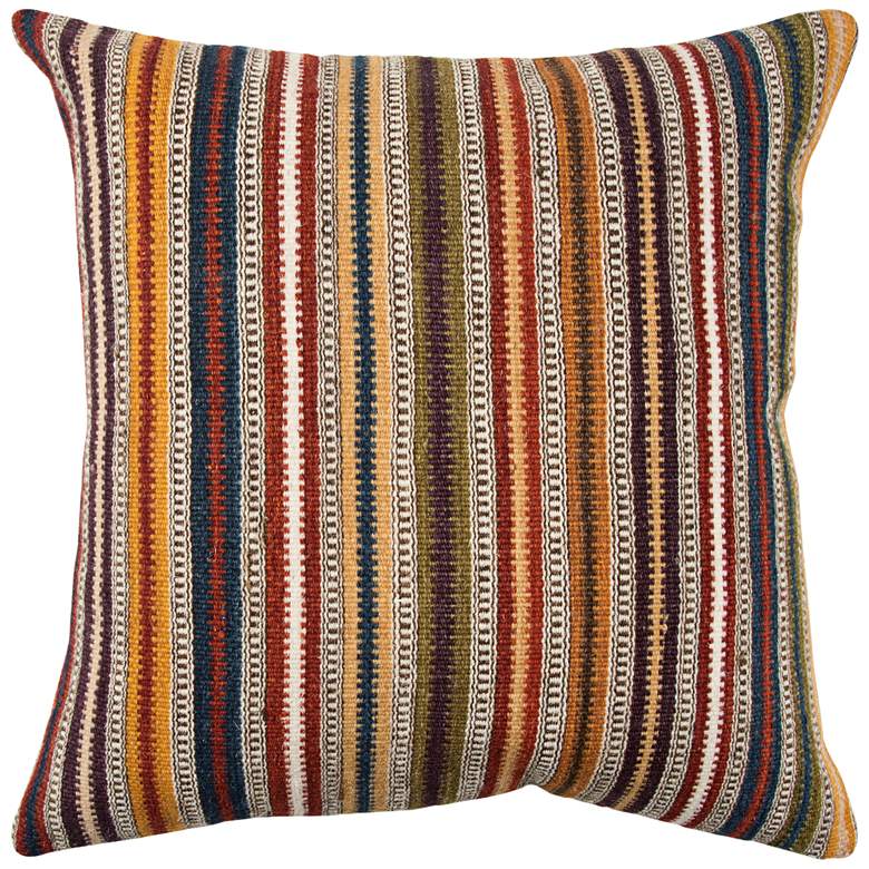 Image 1 Orange Multi-Color Stripes 20 inch Square Throw Pillow