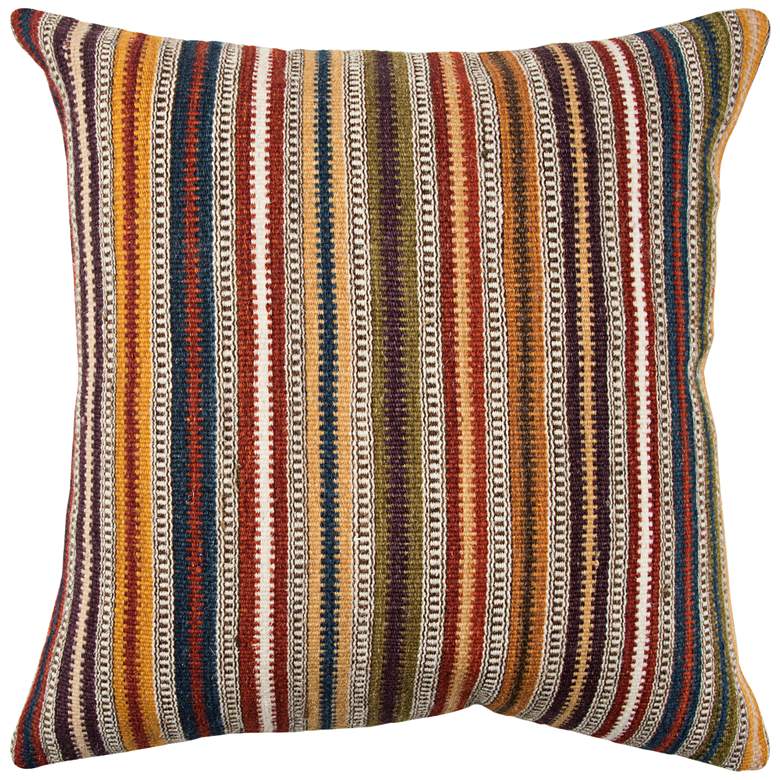 Image 1 Orange Multi-Color Stripes 20" Square Throw Pillow