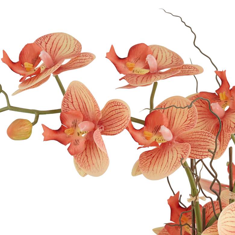 Image 4 Orange Orchid 22 1/2" High Faux Floral in Gray Pot more views