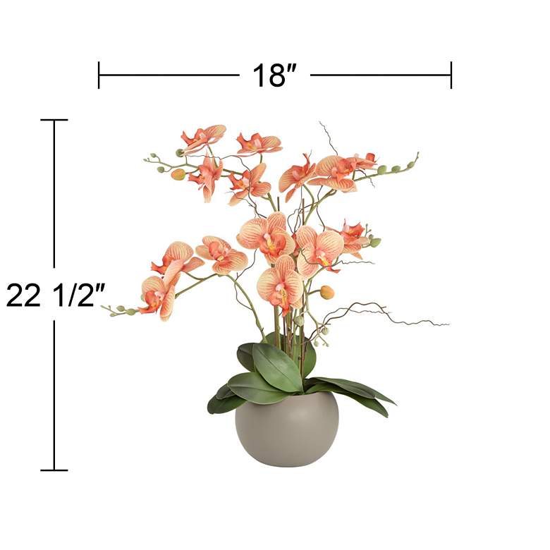 Image 6 Orange Orchid 22 1/2 inch High Faux Floral in Gray Pot more views