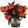 Orange Peonies 15" High in Ribbed Glass Vase