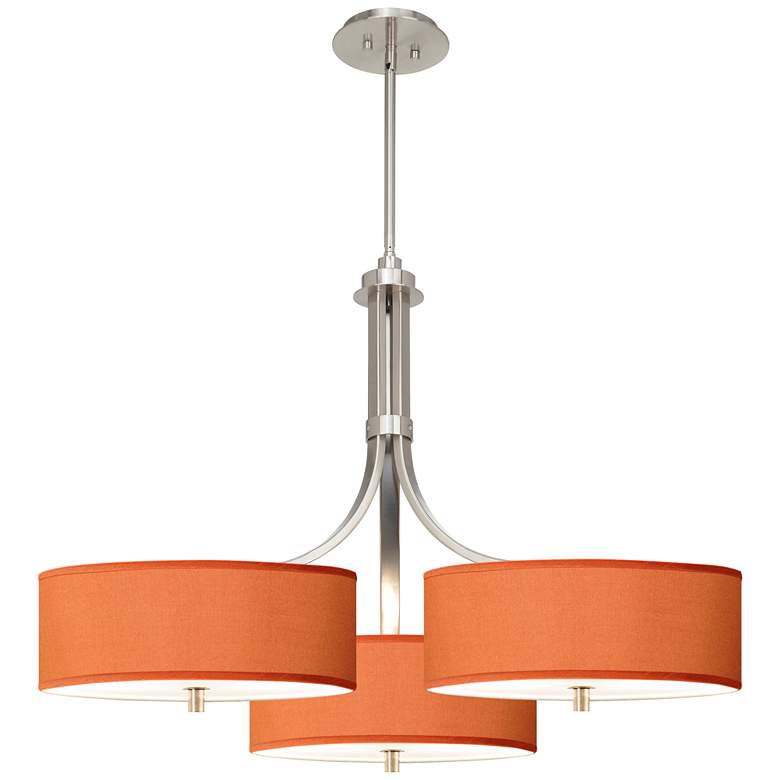Image 1 Orange Polyester 36" Wide Triple Shade Pendant