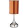 Orange Satin Cylinder Shade Steel Droplet Table Lamp