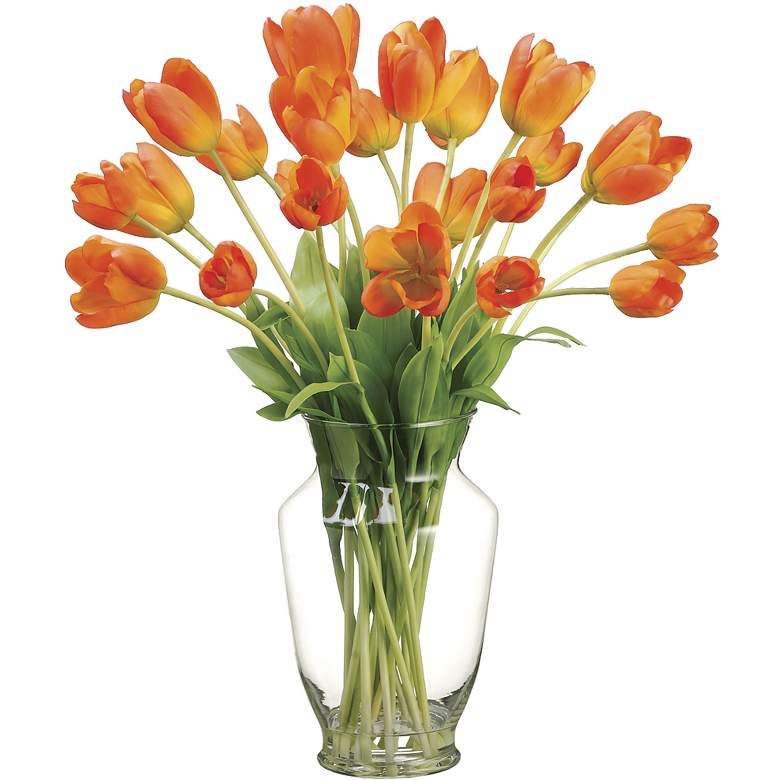 Image 1 Orange Tulip 22 inch High Faux Floral Arrangement