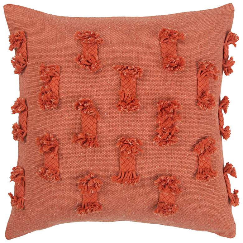 Image 1 Orange with Braided Trim 20 inch Square Down Filled Pillow
