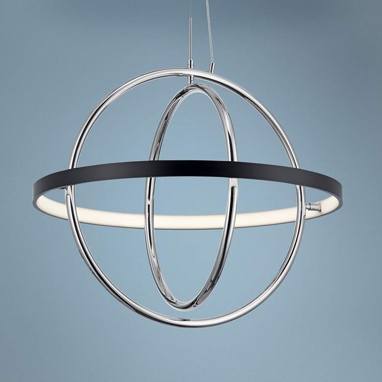 Image 1 Orb 21 1/4" Wide Matte Black and Polished Nickel LED Pendant