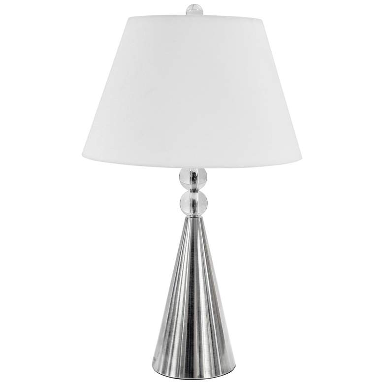 Image 1 Orbed Satin Chrome Table Lamp with Optical Crystal Accents