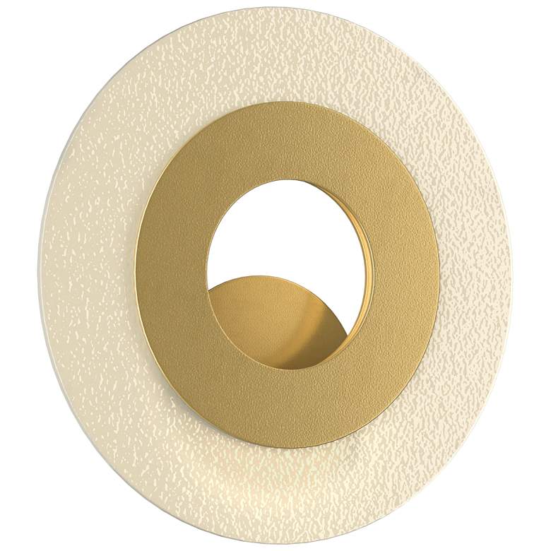 Image 1 Orbit 13" High Modern Brass LED Sconce With Clear Textured Glass Shade