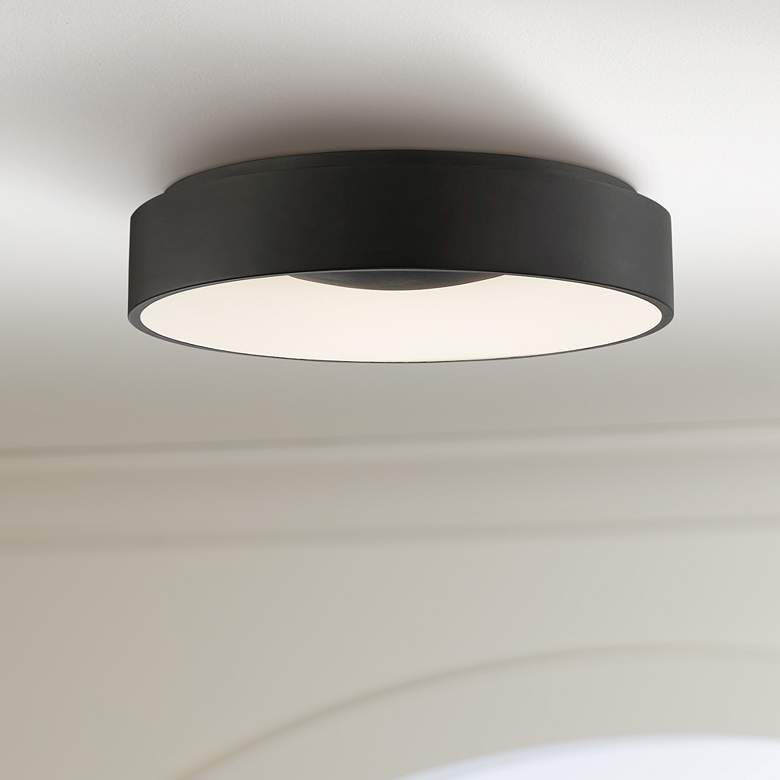Image 1 Orbit 17 3/4 inch High Black Drum LED Ceiling Light