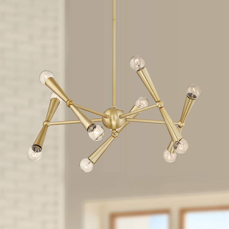 Image 1 Orbit 20 inch Wide Warm Brass 10-Light Sputnik Chandelier