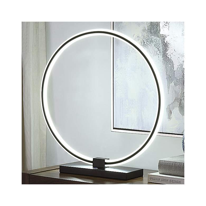 Image 1 Orbit 21 1/2 inch High Black Open Ring LED Accent Table Lamp