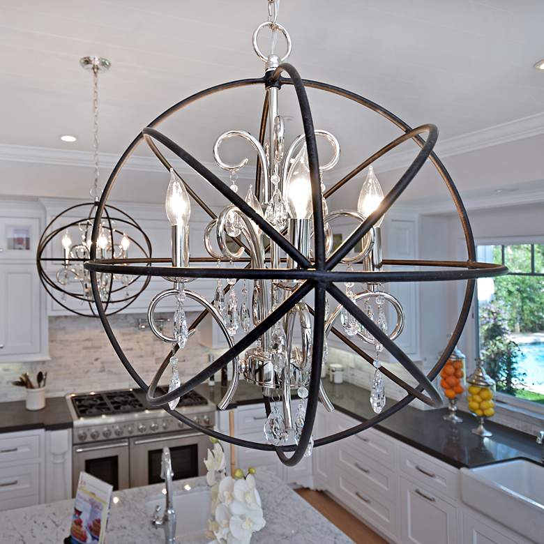 Image 1 Orbit 3 Light 12" Wide Anthracite/Polished Nickel Pendant Light