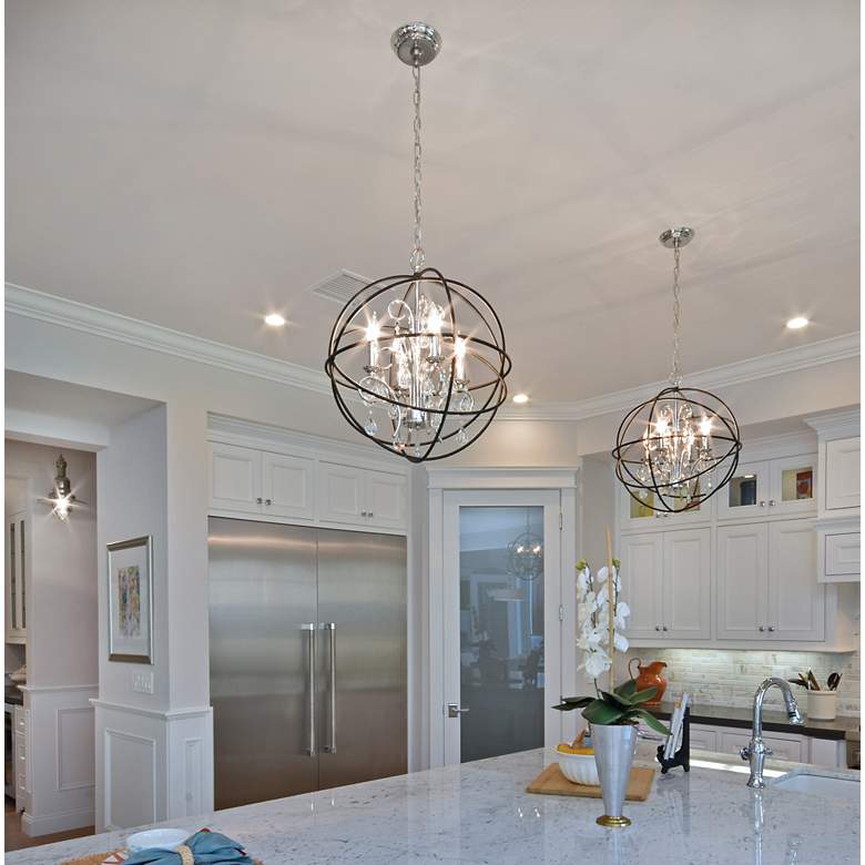 Image 6 Orbit 3 Light 12" Wide Anthracite/Polished Nickel Pendant Light more views