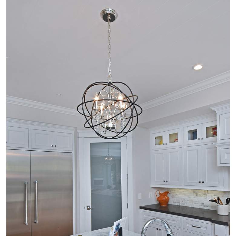 Image 7 Orbit 3 Light 12" Wide Anthracite/Polished Nickel Pendant Light more views