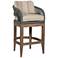 Orbit 30 in. Outdoor Barstool in Eucalyptus Wood, Taupe Olefin Cushions