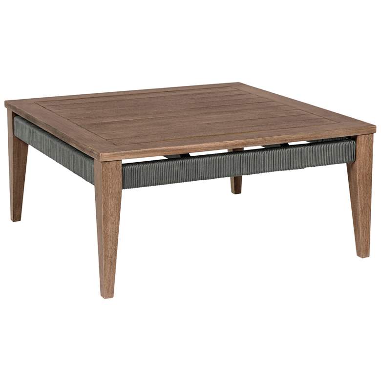 Image 1 Orbit 35.5 in. Outdoor Square Coffee Table in Weathered Eucalyptus Wood