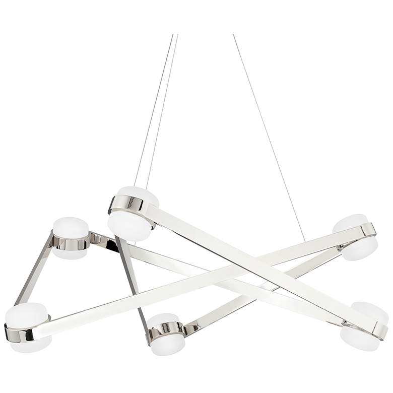 Image 1 Orbit 38" Wide Polished Nickel 6-Light LED Chandelier
