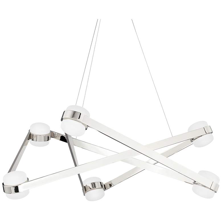 Image 1 Orbit 38 inch Wide Polished Nickel 6-Light LED Chandelier