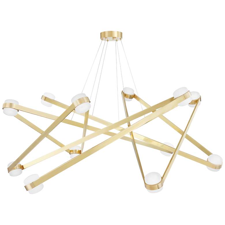Image 1 Orbit 56 1/2" Wide Aged Brass 12-Light LED Chandelier