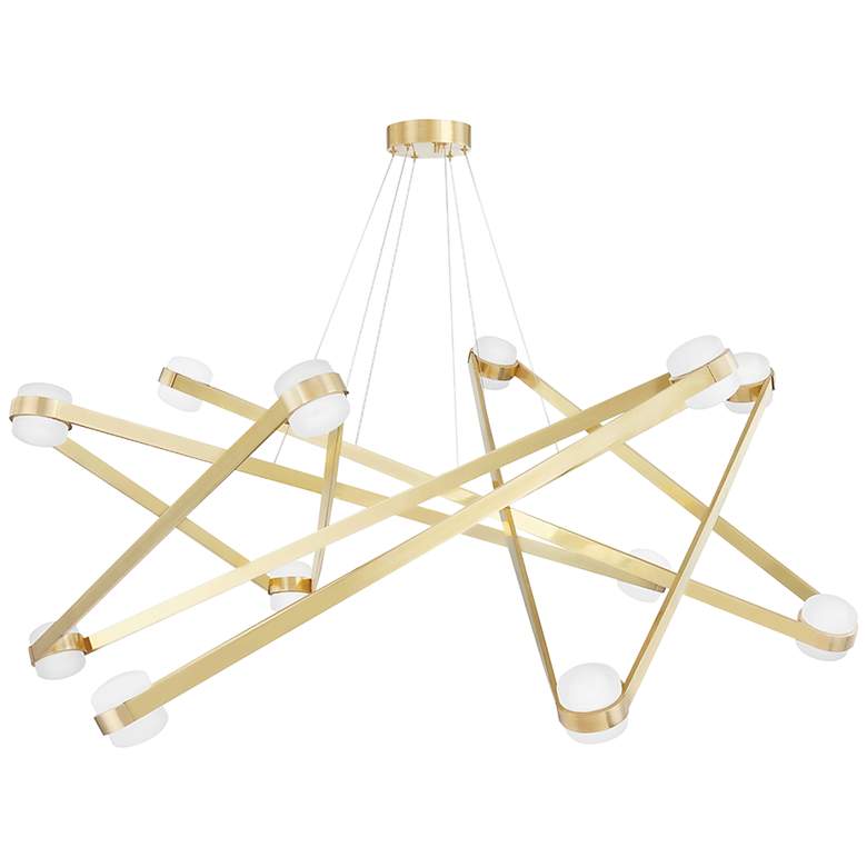 Image 1 Orbit 56 1/2 inch Wide Aged Brass 12-Light LED Chandelier