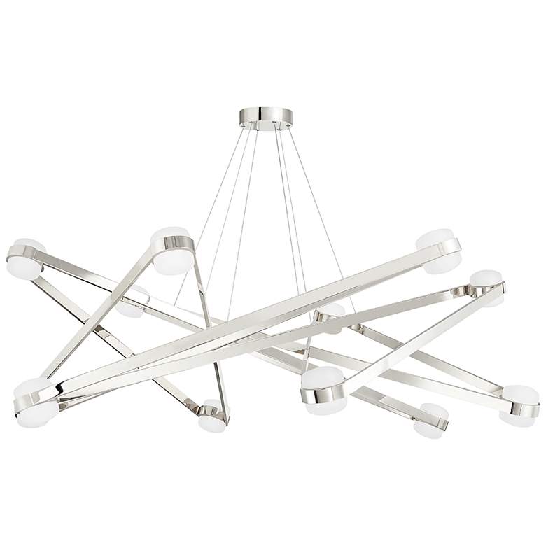 Image 1 Orbit 56 1/2" Wide Polished Nickel 12-Light LED Chandelier