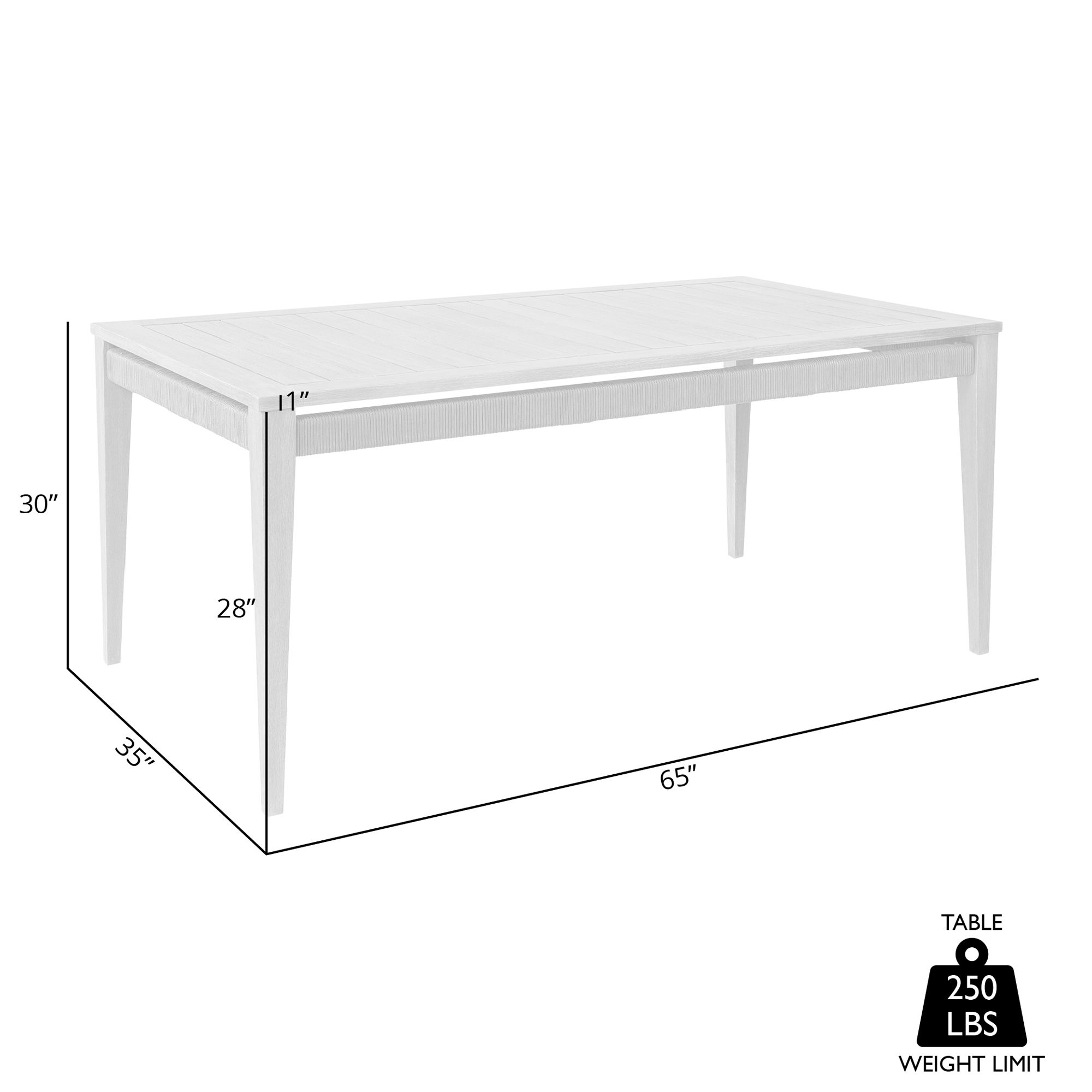 Orbit 65 in. Wide Outdoor Patio Dining Table in Weathered Eucalyptus Wood