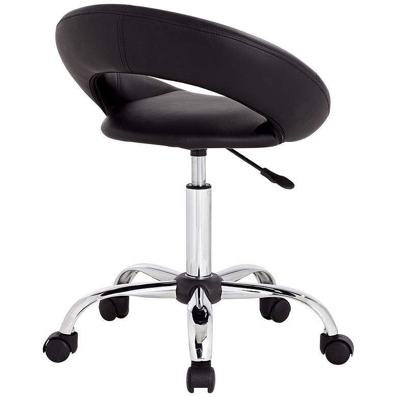 Orbit Black Faux Leather Adjustable Rolling Office Stool more views