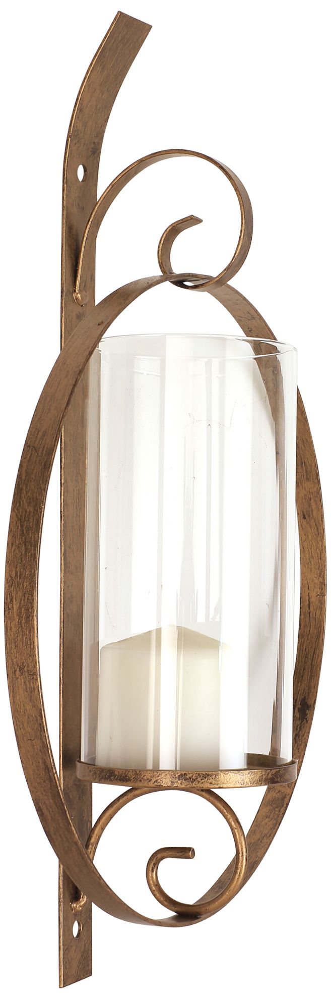 Image 2 Orbit II Antique Gold Wall Sconce Pillar Candle Holder