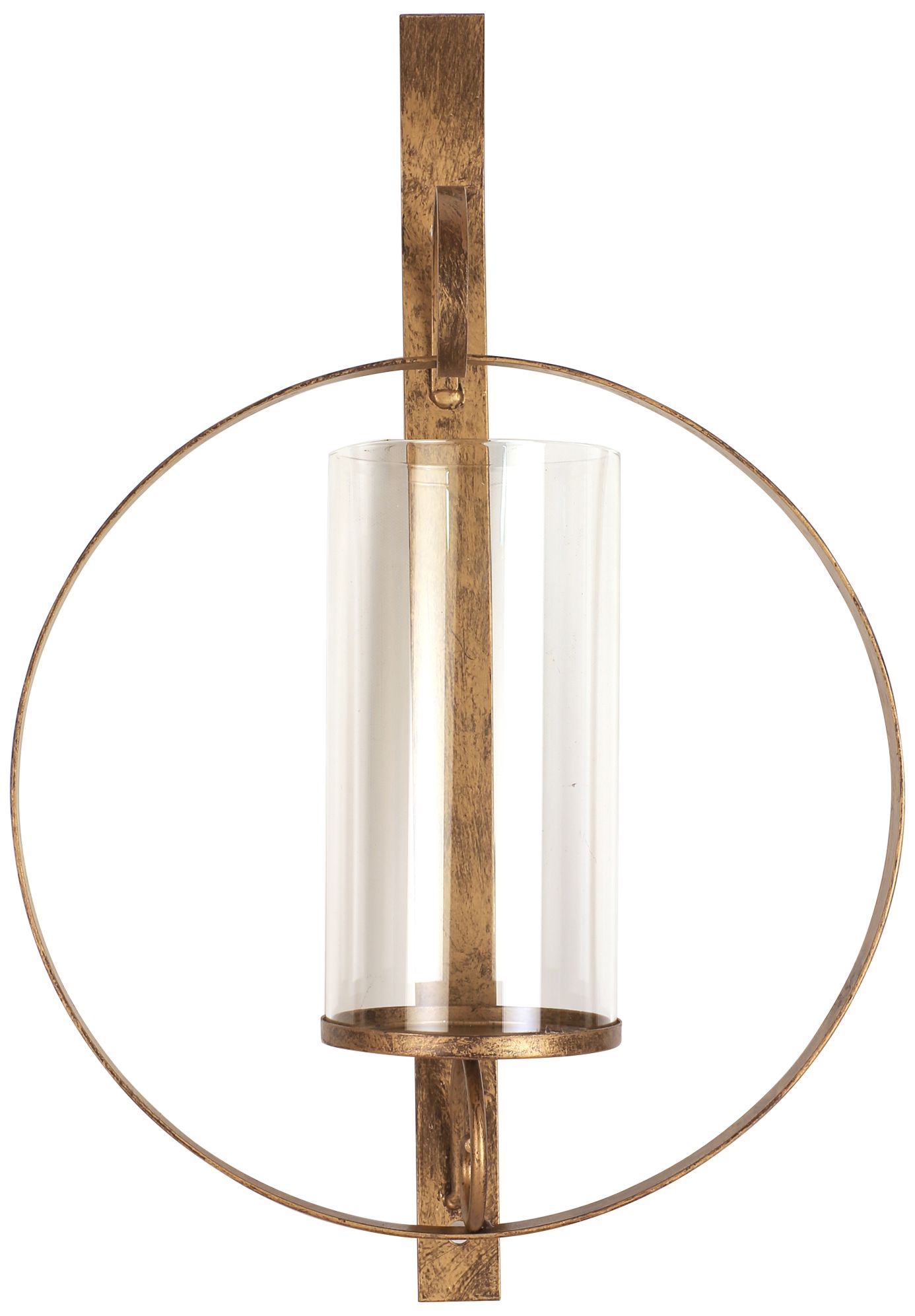 Image 5 Orbit II Antique Gold Wall Sconce Pillar Candle Holder more views