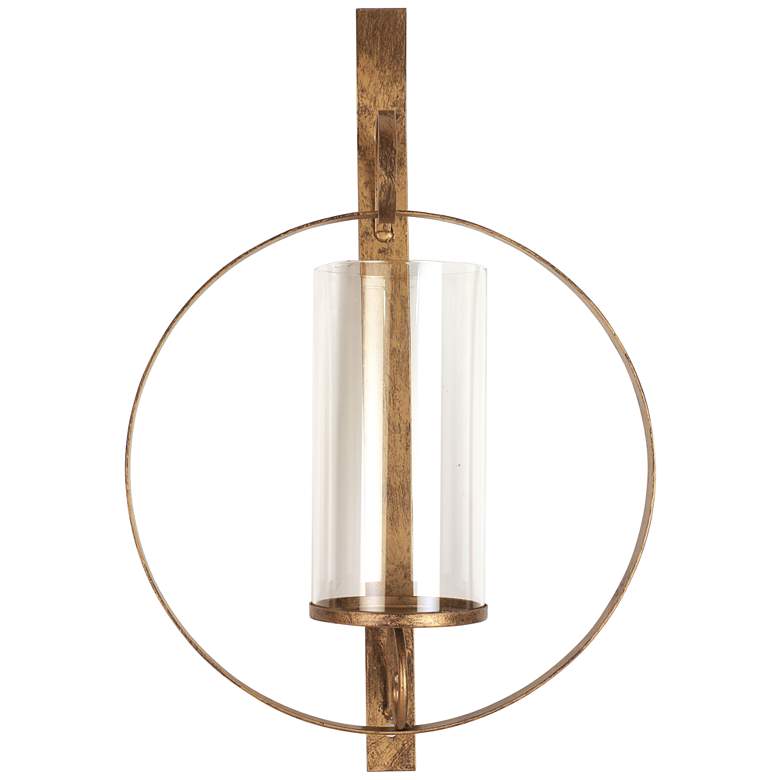 Image 5 Orbit II Antique Gold Wall Sconce Pillar Candle Holder more views