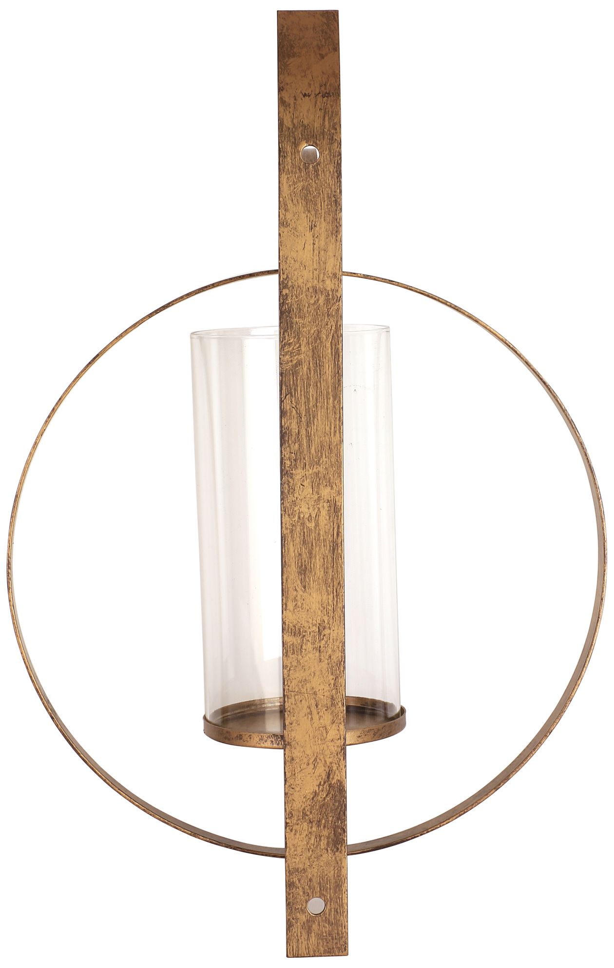 Image 6 Orbit II Antique Gold Wall Sconce Pillar Candle Holder more views