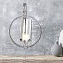 Orbit II Antique Silver Wall Sconce Pillar Candle Holder