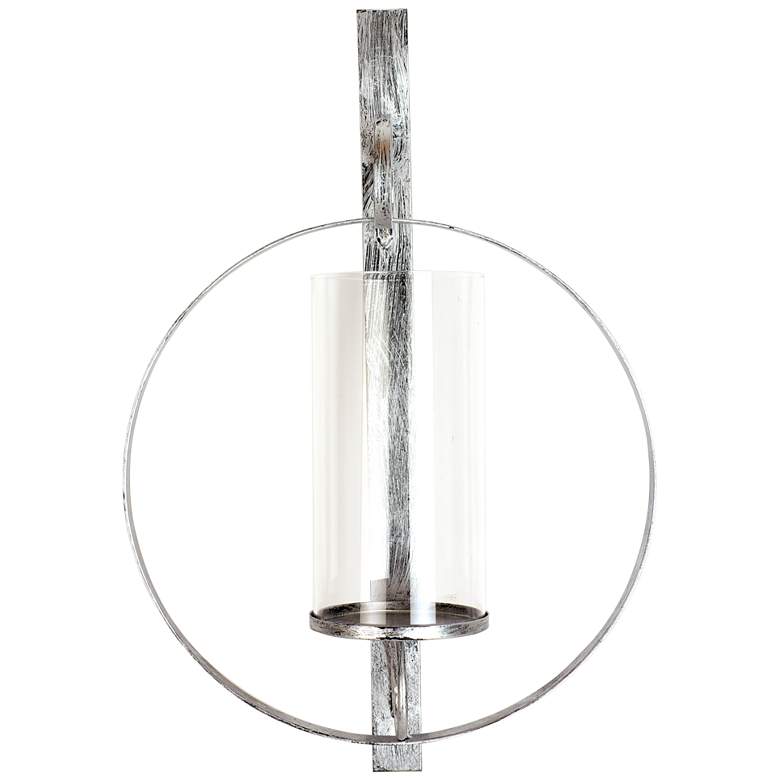 Image 5 Orbit II Antique Silver Wall Sconce Pillar Candle Holder more views