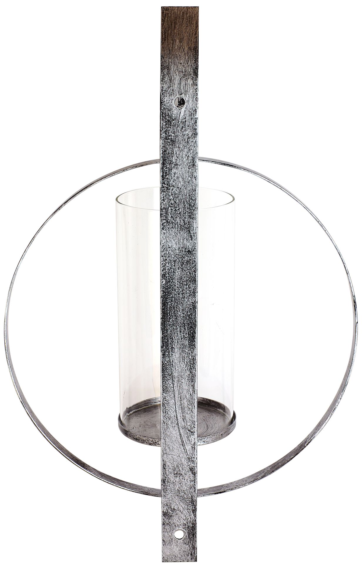 Image 6 Orbit II Antique Silver Wall Sconce Pillar Candle Holder more views